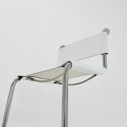 Bauhaus S39 L Bar Stool in White Vegetal Leather and Chrome by Mart Stam for Thonet, Germany, 1970s For Sale - Image 15 of 16