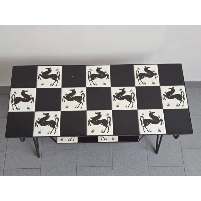 Mid-Century Modern Vintage Ceramic Side Table with Horse Motif, 1950s For Sale - Image 3 of 15