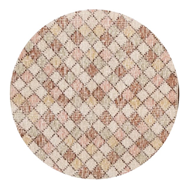 Beautiful vintage Turkish Art Deco runner rug, hand knotted wool with a multi-color field in a gorgeous all-over geometric...