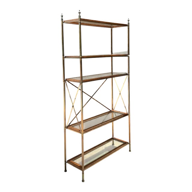 Vintage Wood and Glass Etagere For Sale