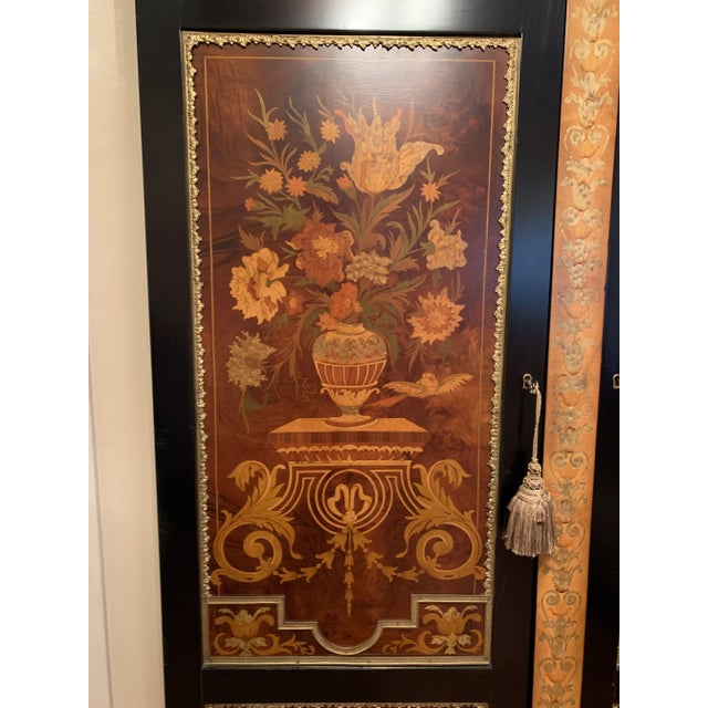 Mid 20th Century Mid 20th Century Spanish Armoire Featuring Fine Marquetry Panels and Brass Accents. For Sale - Image 5 of 10