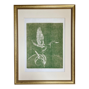Vintage Woodblock Print “Night Flight “ by Mike Nelson