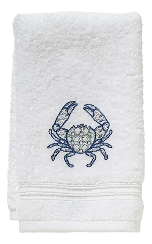 Crab Chinoiserie Terry Guest Towel, Embroidered