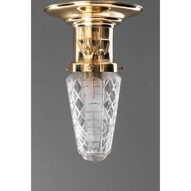 Small Art Deco Ceiling Lamps with Cut Glass Shades, Vienna, Austria, 1920s, Set of 5 For Sale - Image 13 of 18