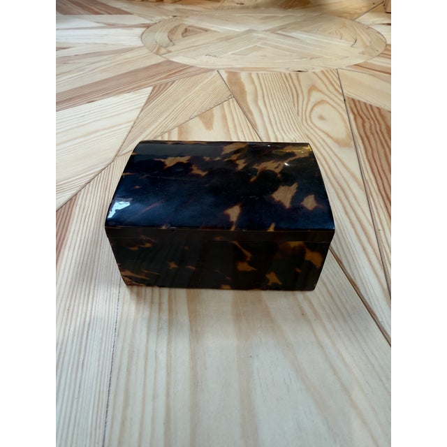 Modern Faux Tortoiseshell Wood Box With Domed Lid For Sale - Image 3 of 6