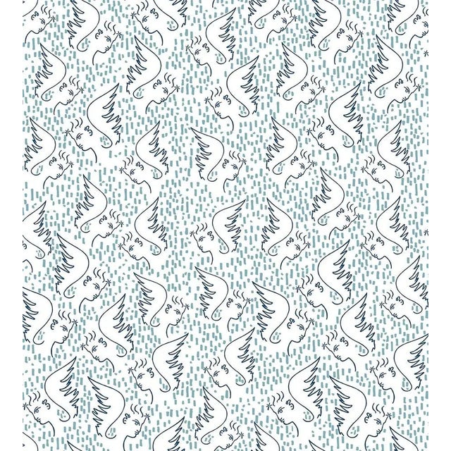Contemporary Sample - Lelievre for The House of Scalamandr�� Figure D'Ange Wallcovering, Bleu For Sale - Image 3 of 3