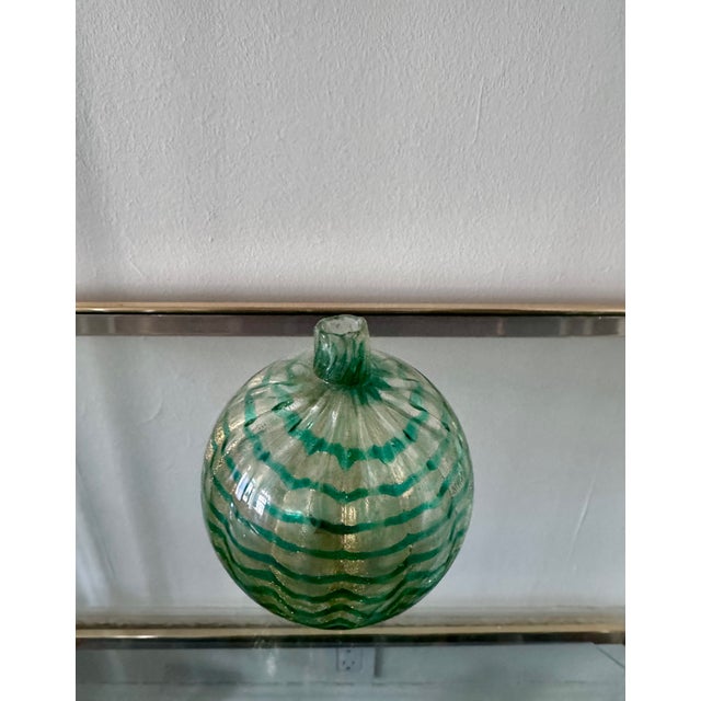 Mid-Century Modern Murano Green and Gold 'Ornament' Bud Vase For Sale - Image 3 of 3