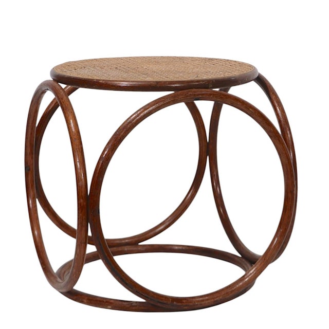 Mid-Century Modern Pair of Bentwood and Cane Stools Attributed To Thonet Circa 1950/60s For Sale - Image 3 of 10