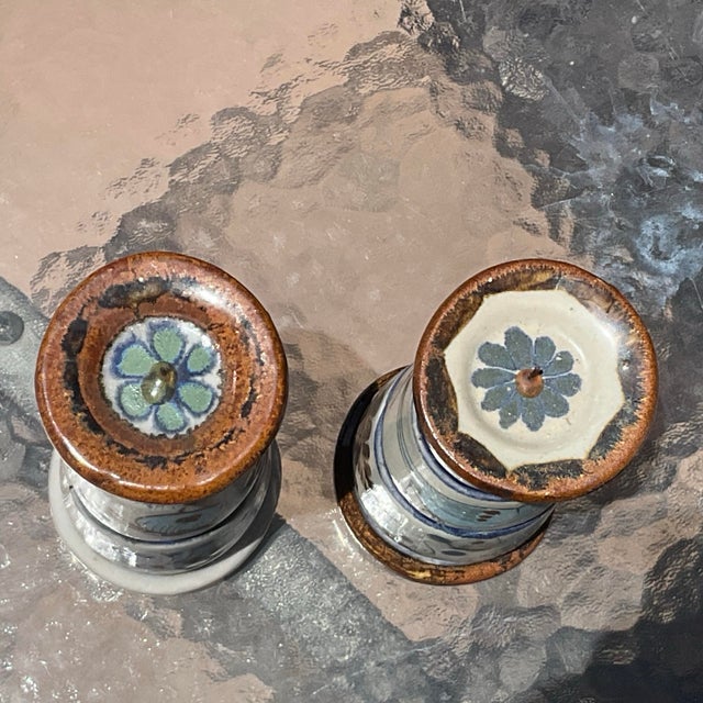 Large 1950s Tonala Candlestick Holders Signed by Ken Edwards- a Pair For Sale - Image 9 of 9