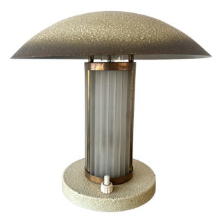 Art Deco Brass & Glass Table Lamp, France, 1930s For Sale