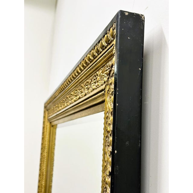 Black Vintage Rectangular Gold and Black Mirror, 1970s For Sale - Image 8 of 10