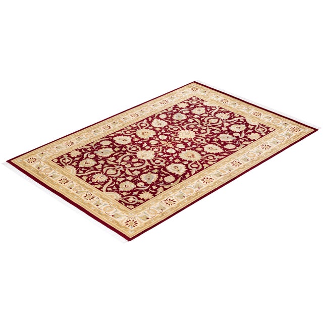 Red Mogul, One-of-a-Kind Hand-Knotted Area Rug - Red, 4' 2" x 6' 3" For Sale - Image 8 of 8
