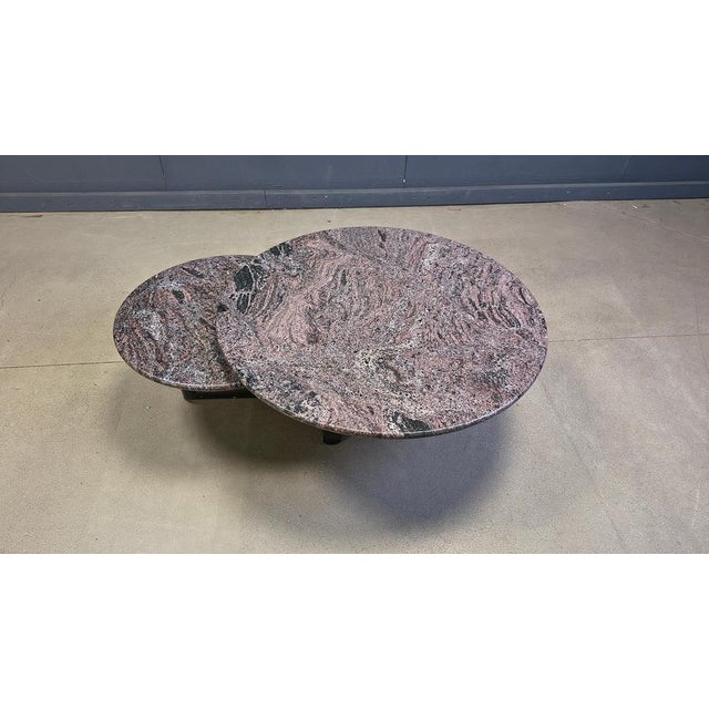 Rare coffee table with two pivoting marble table tops by roche Bobois. Beautiful post modern design, which is also very...