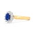 Early 21st Century 14K Yellow Gold 1/5 Cttw Round Diamond and 6x4mm Oval Blue Tanzanite Halo Ring (H-I Color, I1-I2 Clarity) - Size 7.75 For Sale - Image 5 of 7
