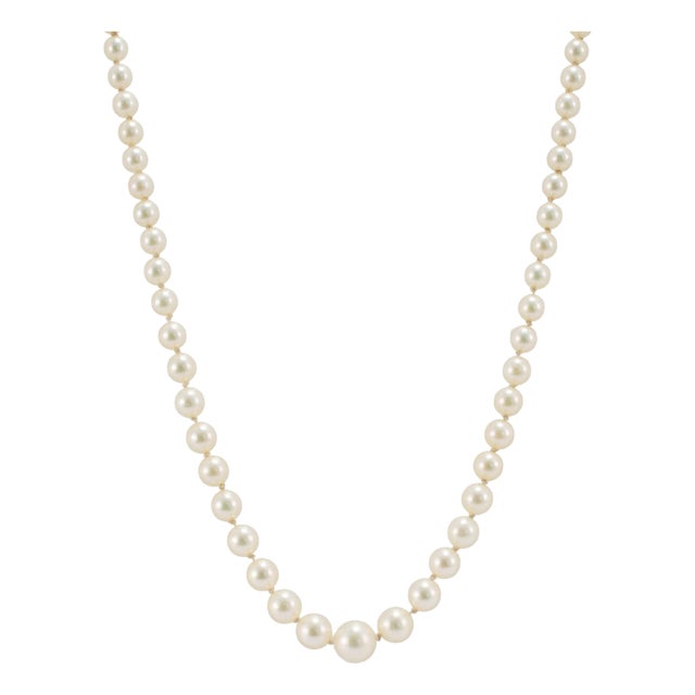 Vintage Mikimoto Sterling Silver Akoya Pearl Graduated Chain Necklace For Sale