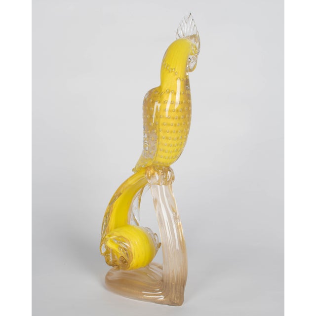Mid-Century Modern Vintage Murano Glass Parrot Sculpture by Alfredo Barbini, 1950s For Sale - Image 3 of 18