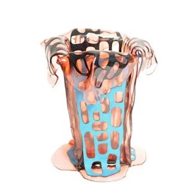 Sagarana Vase in Pink and Turquoise Leather by Fernando & Humberto Campana for Corsi Design Factory For Sale - Image 6 of 6