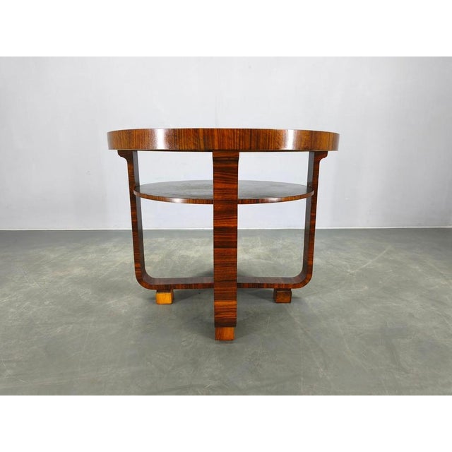 Art Deco Walnut Veneer Coffee Table, Czechoslovakia, 1930s For Sale - Image 3 of 14