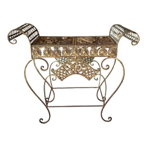 Late 20th-Century Curule-Style Iron & Steel French Regency Garden-Inspired Bench