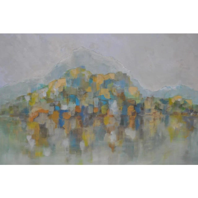Mid-Century Modern abstract mosaic landscape oil painting c.1950s. Superb original oil painting by Bradford Burton. This...