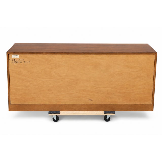 Henredon Campaign Style Triple Dresser / Credenza in Warm Walnut With Brass Hardware For Sale - Image 11 of 11