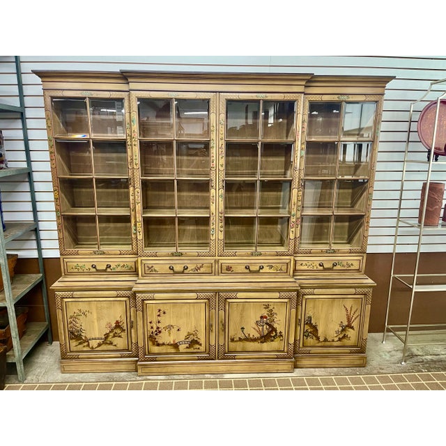 1960s Vintage Union National Chinoiserie China Cabinet, Breakfront or Bookcase For Sale - Image 11 of 12