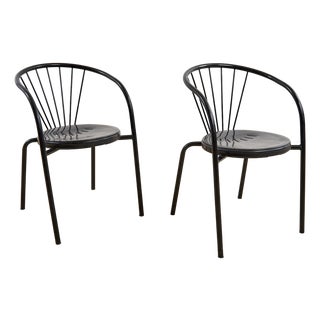 Black Chairs in Sheet Metal and Tubular Metal, Set of 2 For Sale