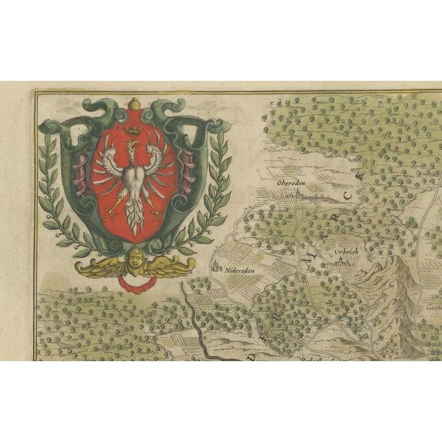 Antique Map of the Frankfurt Region by Johannes Janssonius, 1650 For Sale - Image 5 of 8