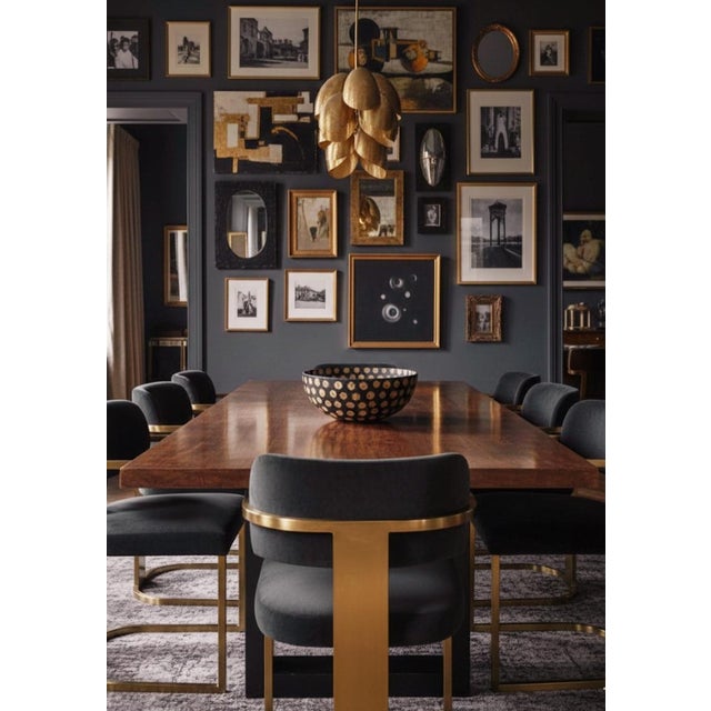 African Oversized Hand Caved Wood Coconut Shell Black Tan Dotted Decorative Bowl For Sale - Image 3 of 7