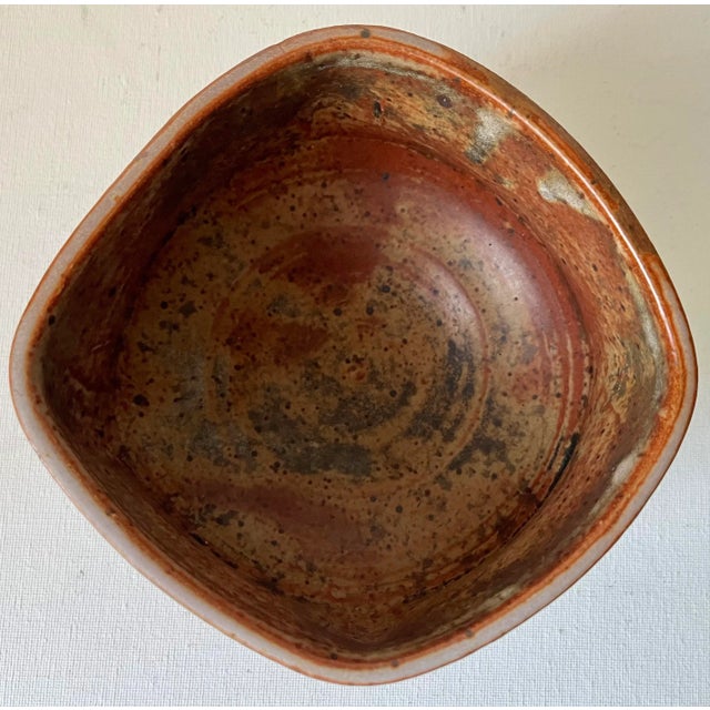 1980s Vintage Studio Art Pottery Asymmetrical Bowl-Signed For Sale - Image 5 of 7