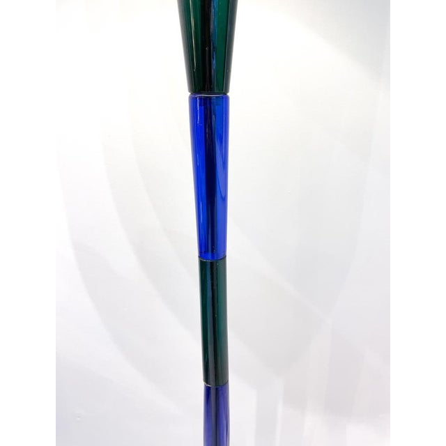 Glass Mid-Century Blue & Green Murano Glass Floor Lamp attributed to Fulvio Bianconi, 1950s For Sale - Image 7 of 12