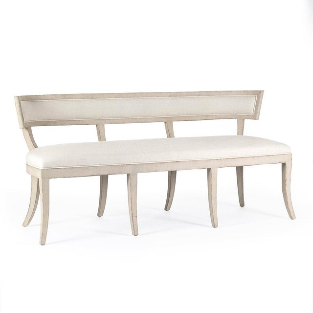 Lorand Linen Bench - Off-white Linen / Off-White Painted Frame For Sale - Image 4 of 4