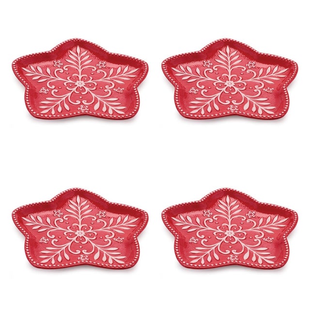 2020s Ceramic Snowflake Plate (Set of 4) For Sale - Image 5 of 5
