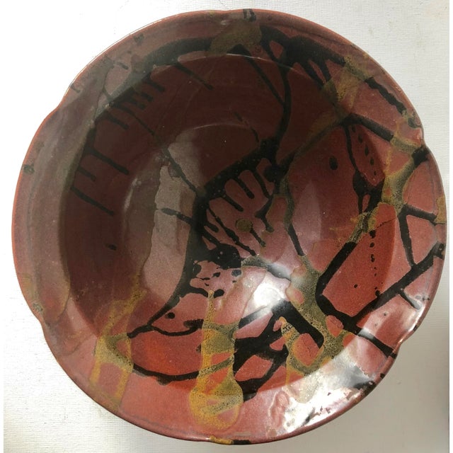 Ceramic Vintage Studio Art Pottery Abstract 12" Centerpiece Bowl For Sale - Image 7 of 7