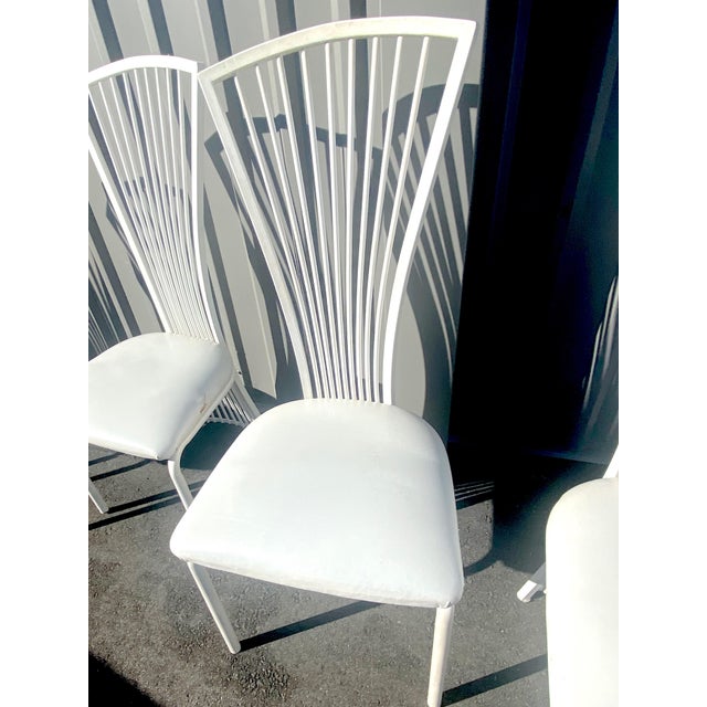 Art Deco Postmodern Art Deco Style Metal Fan Back Dining Chairs by Liberty - Set of 6 For Sale - Image 3 of 7