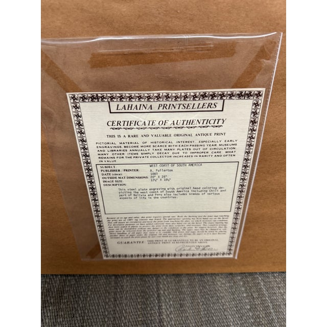 Circa 1860 West Coast of South America Original Print + Certificate of Authenticity For Sale In San Francisco - Image 6 of 12