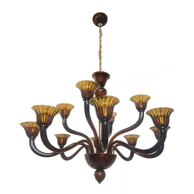 Tobacco Chandelier in Murano Glass from Simoeng For Sale - Image 13 of 14
