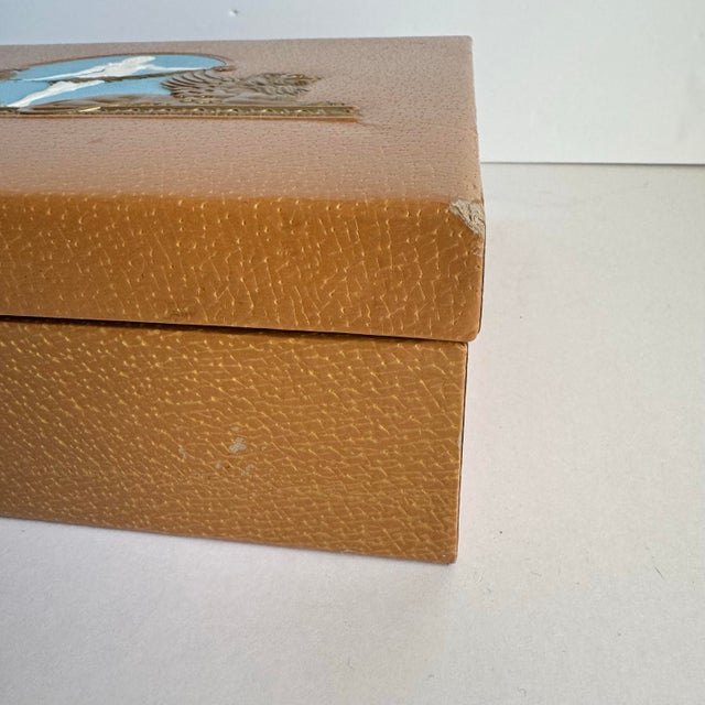 Neoclassical Vintage Neoclassical Style Box Roman Woman Winged Lion Leatherette Covered Bakelite Handle For Sale - Image 3 of 12