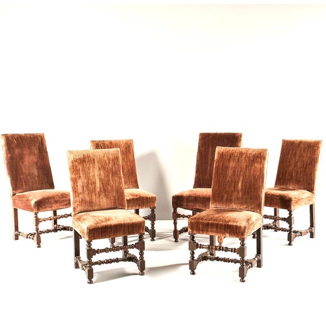 Continental Baroque Walnut Stretcher Base Dining Chairs-Set of Six For Sale - Image 12 of 12