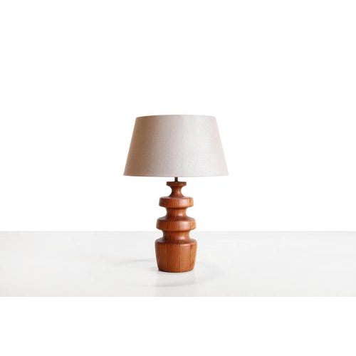 Wooden Table Lamp in Pine Wood by Lystella Sweden, 1960s For Sale - Image 6 of 6