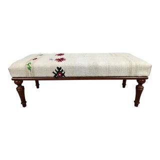 Hemp Kilim Upholstered Bench For Sale