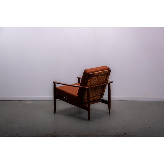 Brown Mid-Century Modern Easy Chair in Teak and Cane, 1970 For Sale - Image 8 of 13