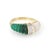 Fluted Rock Crystal Malachite Diamond Dome Ring Vintage 14k Yellow Gold Estate For Sale - Image 4 of 6