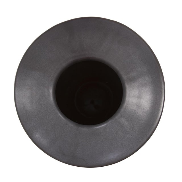 Modern Graphite Ceramic Flared Vase- Medium For Sale - Image 3 of 7