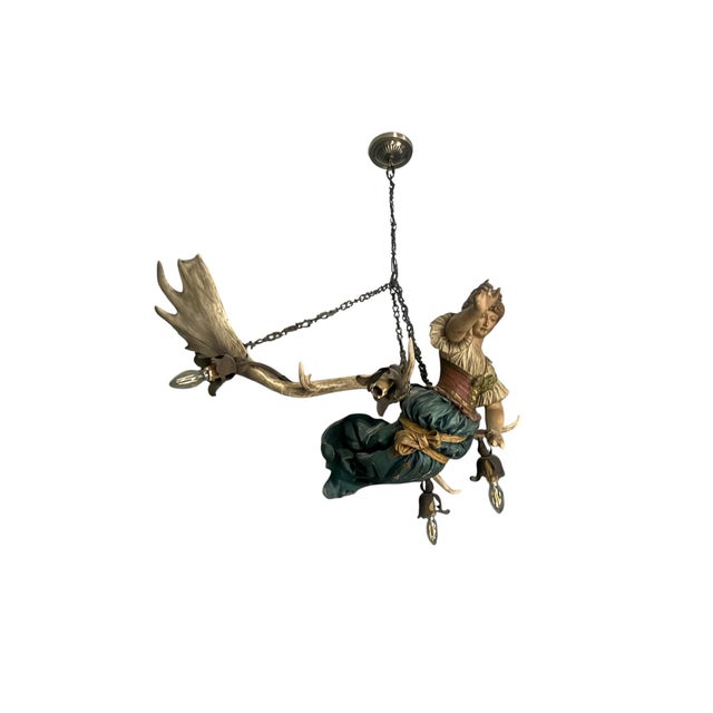Mid 19th Century Antique Lusterweibchen Chandelier (Often Called a Bar Maiden or Forest Maiden Antler Chandelier), Originating From Germany For Sale - Image 5 of 8