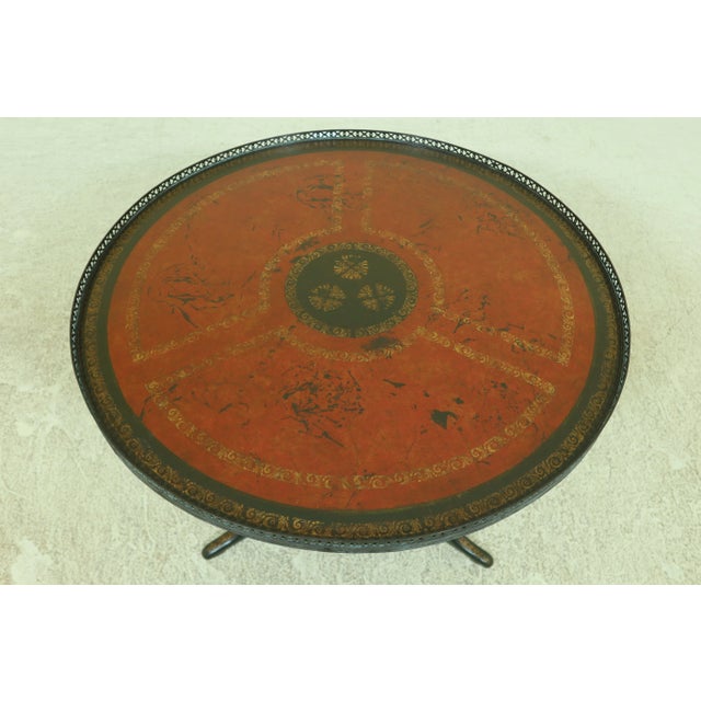 Maitland - Smith Maitland Smith Leather Wrapped Decorated Center Table For Sale - Image 4 of 10