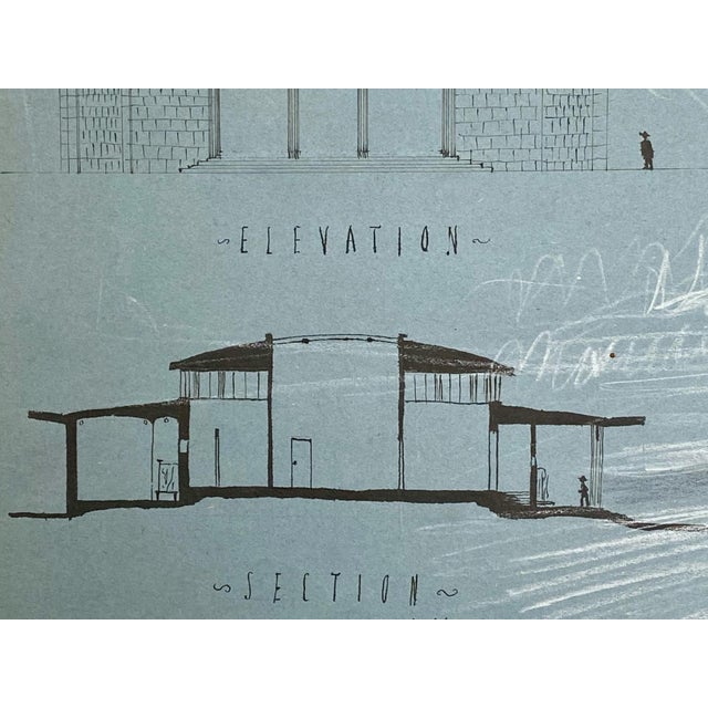 1950s Janet Bentley, Round Pavilion / Aquarium Study Architectural Presentation Drawing, 1953, Mixed Media on Paper For Sale - Image 5 of 14