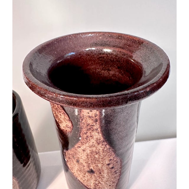 Modern Danish Studio Ceramic Art Vases from Ravnild Denmark, 1970s, Set of 2 For Sale - Image 4 of 9