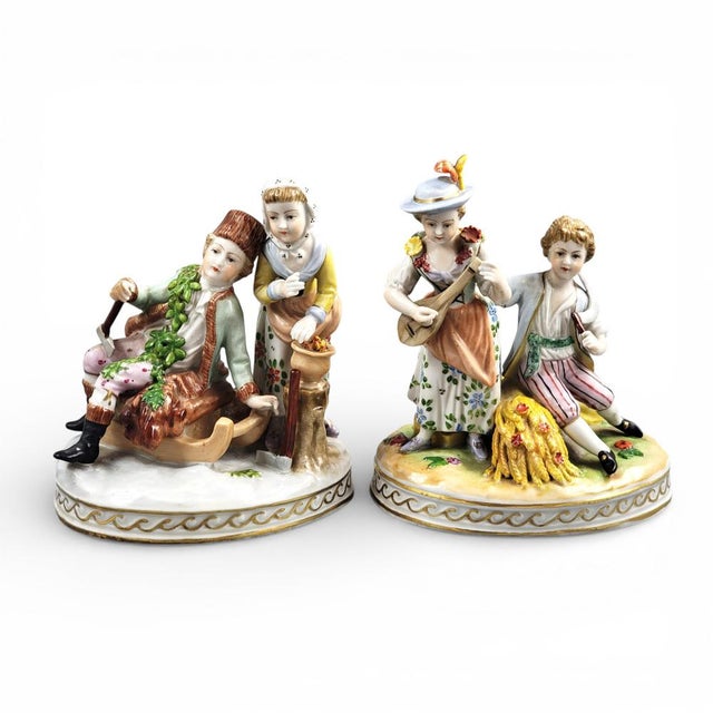 Porcelain Allegories for Summer and Winter, Four Seasons Series by Carl Thieme, Potschappel, 1902, Set of 2 For Sale - Image 12 of 12