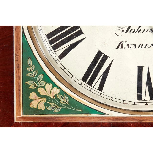 Antique Mahogany 8 Day Painted Face Longcase Clock For Sale - Image 9 of 12